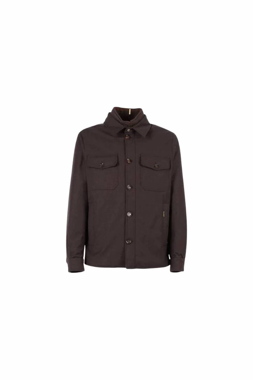 NEW MOORER men's duino-ll layered shirt jacket in brown